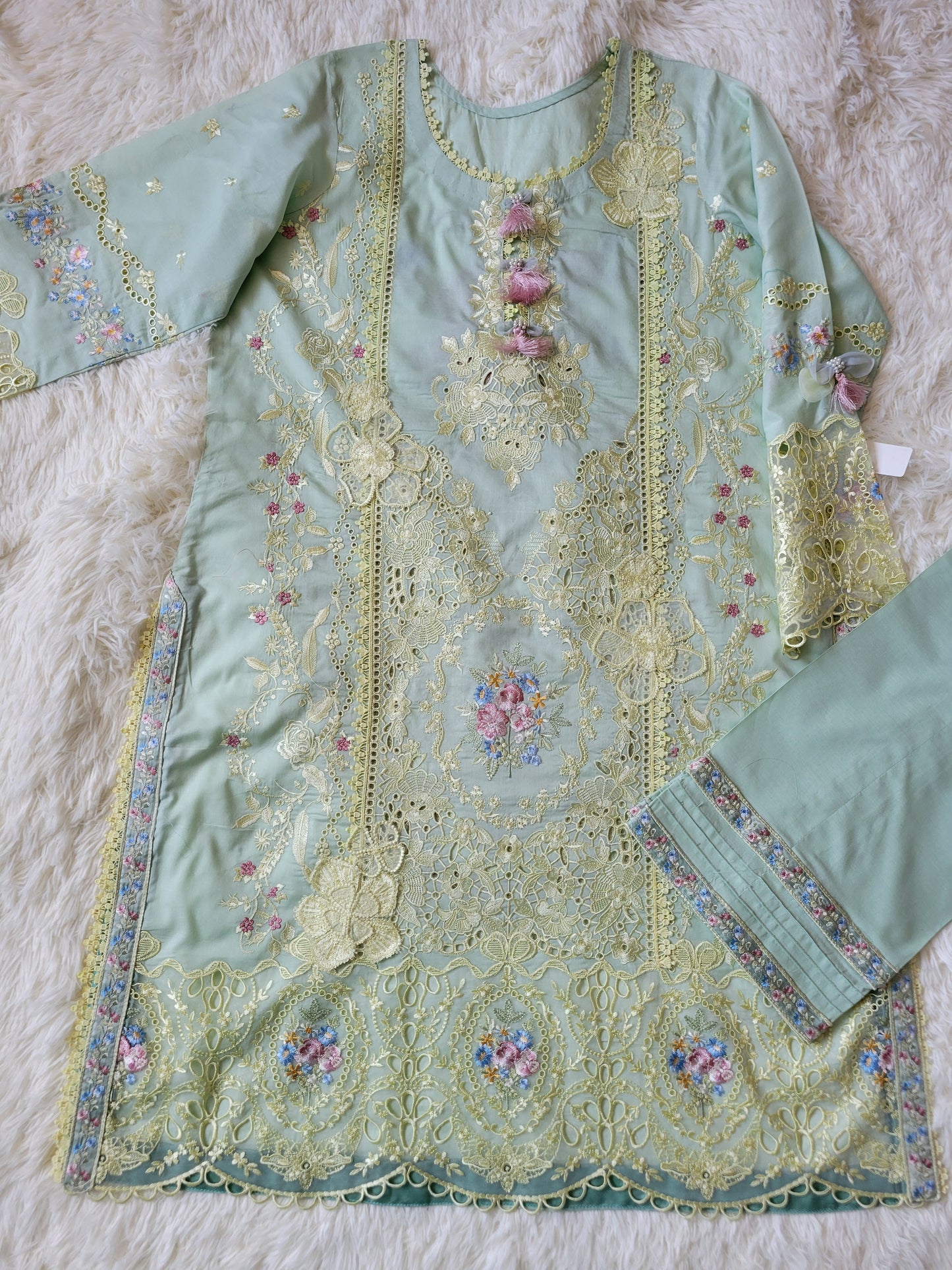 Mushq Meadow Bloom Fully Embroidered Lawn Suit with Pure Silk Dupatta