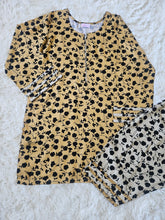 2-Piece Printed Marina Mustard & Black Floral Kurta with Coordinated Shalwar