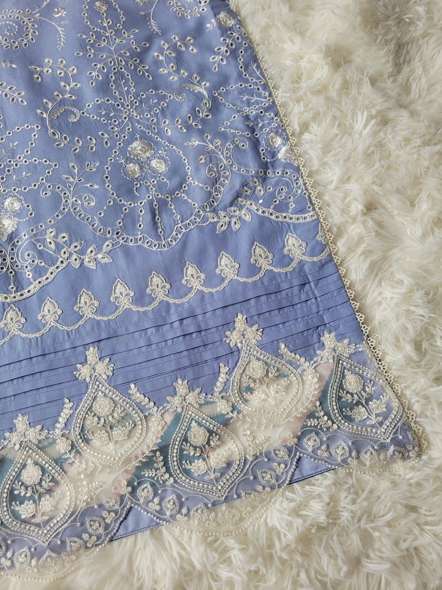 Noor by Saadia Asad Azure Bloom Embroidered Lawn Suit with Printed Chiffon Dupatta