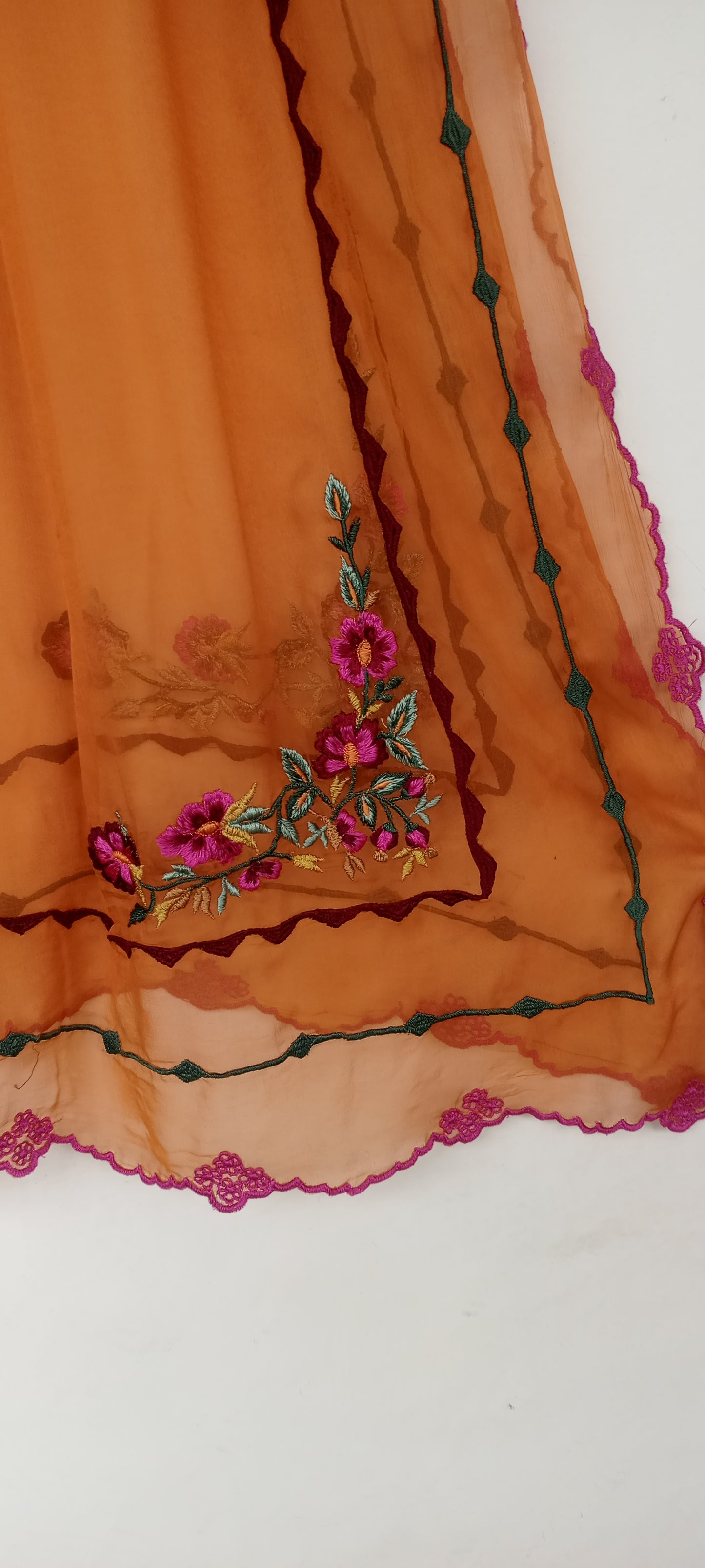 Radiant Sunset Bloom Embroidered Dupatta