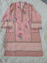 Peach Kurta with Coordinating Print Trouser
