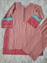 Embroidered Marina Coord - Peach Kurta with Multi-Panel Sleeves