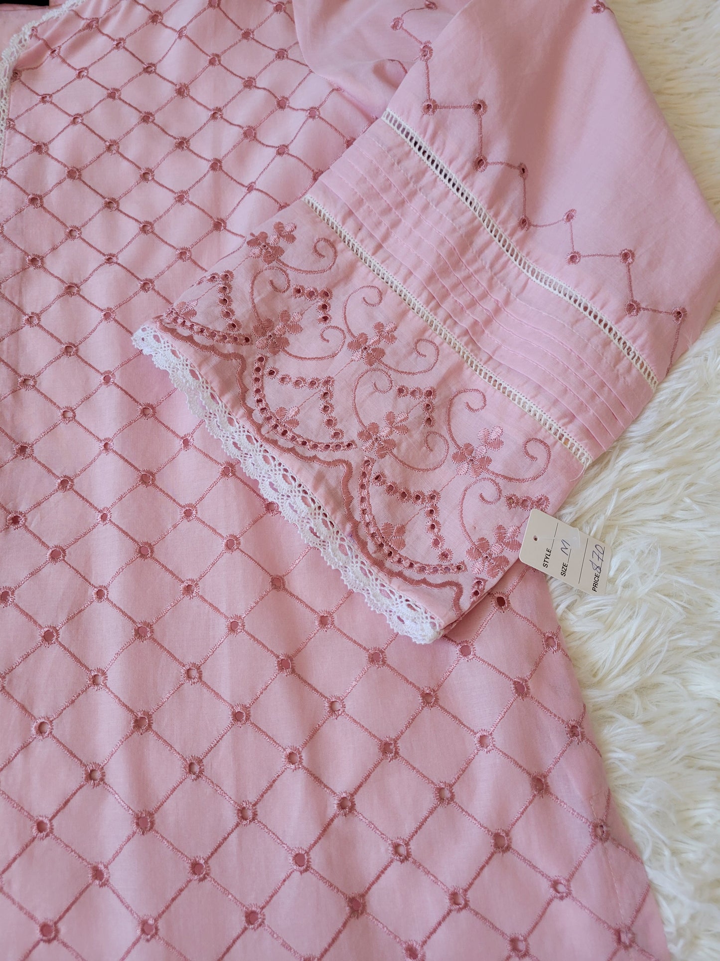 Agha Noor Rose Pink Chikankari Shirt