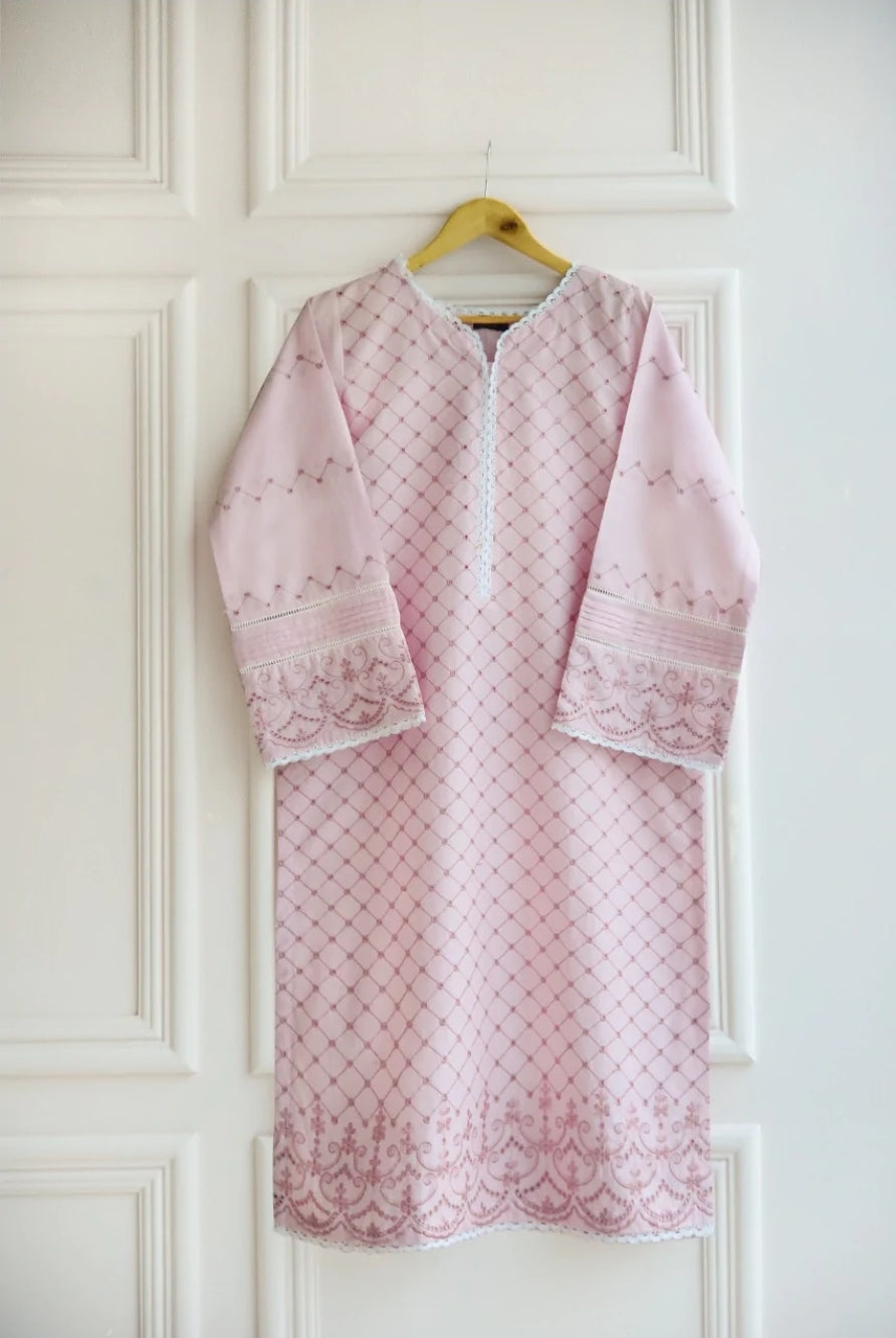 Agha Noor Rose Pink Chikankari Shirt