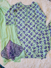 Minty Vine Delight: Printed Lawn Suit with Chiffon Dupatta