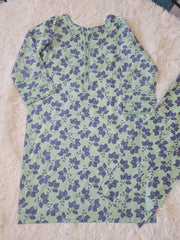 Minty Vine Delight: Printed Lawn Suit with Chiffon Dupatta