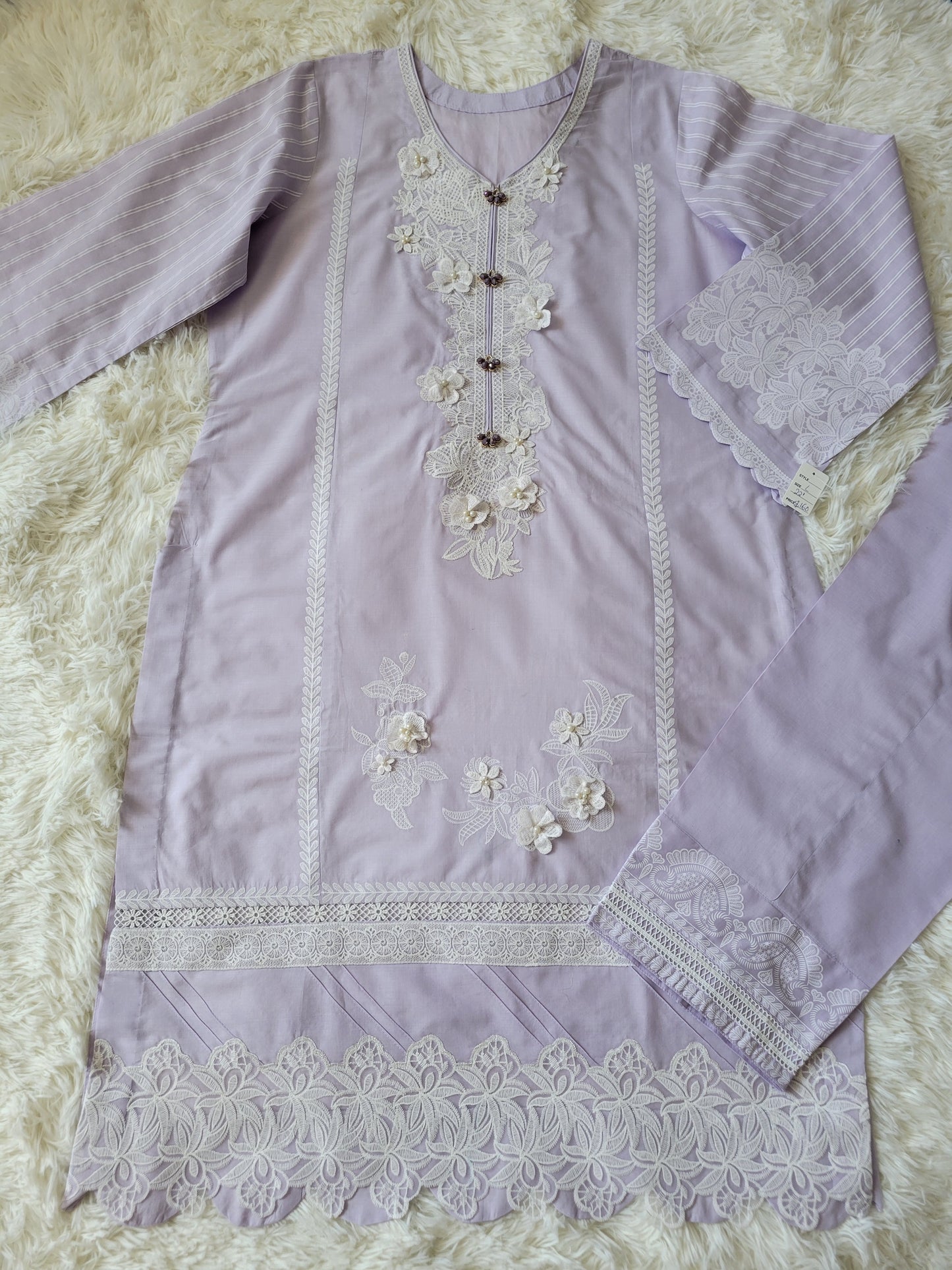 Sana Safinaz Lavender Embroidered Lawn Suit with Chiffon Dupatta