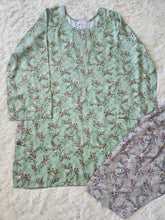 2 Piece Printed Marina Sea Green Floral Kurta with Coordinated Print Shalwar