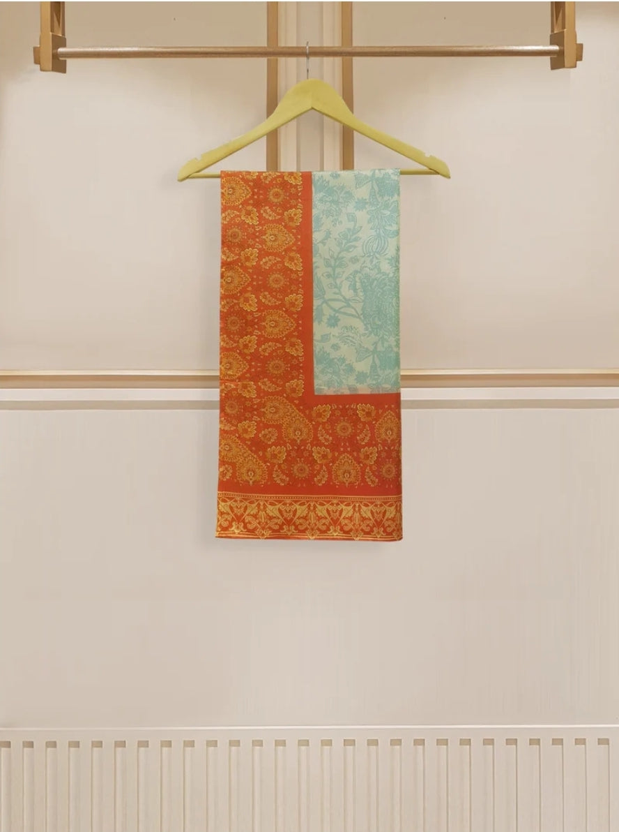 Agha Noor Embroidered Lawn Suit with Vibrant Silk Dupatta