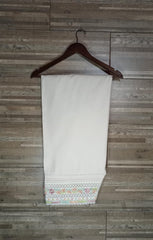 Chic White Lattice & Bloom Embroidered Shalwar with Delicate Lace