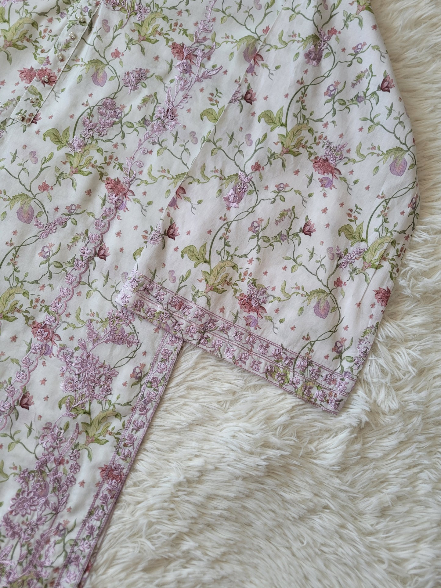 Agha Noor White Multi-Embroidered lawn Suit with Ombre Dupatta
