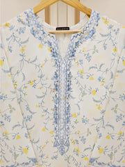 Agha Noor Azure Whisper: Printed & Embroidered White Lawn Shirt and Trouser