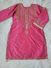 Zara Shahjahan Coral Bloom: Embroidered Suit with Yellow Dupatta