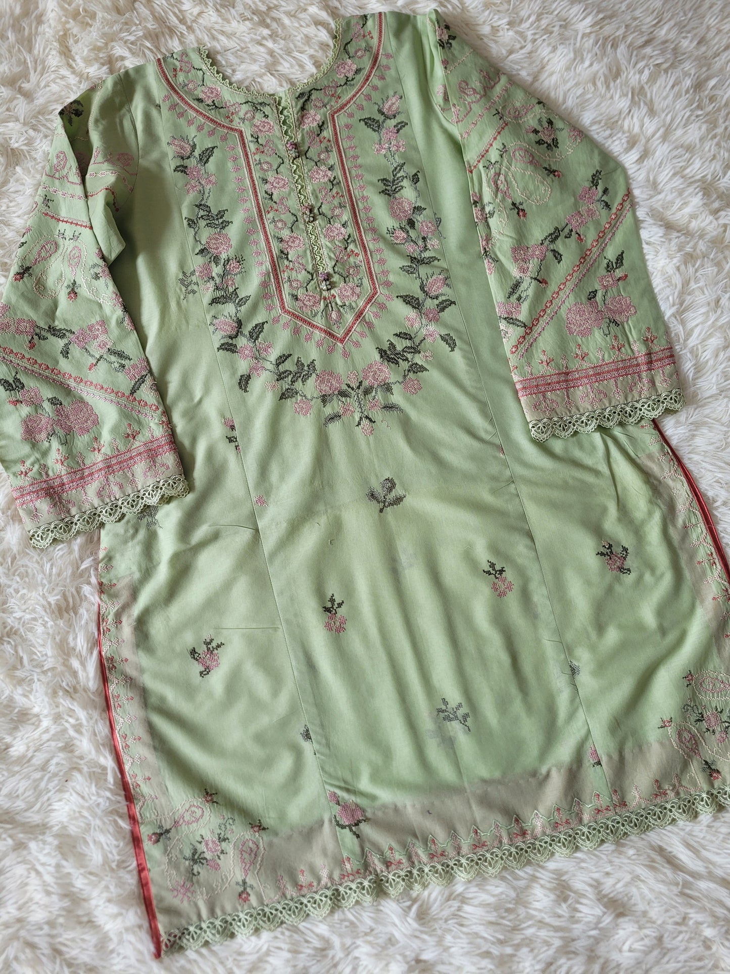 Zara Floral Green Printed Lawn Suit with Chiffon Dupatta