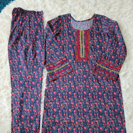 Midnight Bloom Printed Lawn Coords