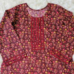 Maroon Petal Print Coords