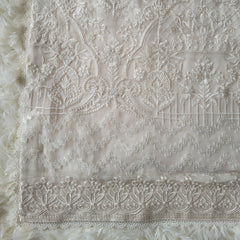 Baroque Ivory Charm: Chiffon & Rawsilk Three-Piece