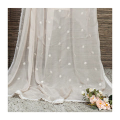 Chambeli Serenity: Embellished Cotton Net Dress with Chiffon Dupatta