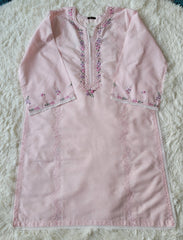 Agha Noor Blossom Pink Embroidered Lawn Shirt with Lace Accents