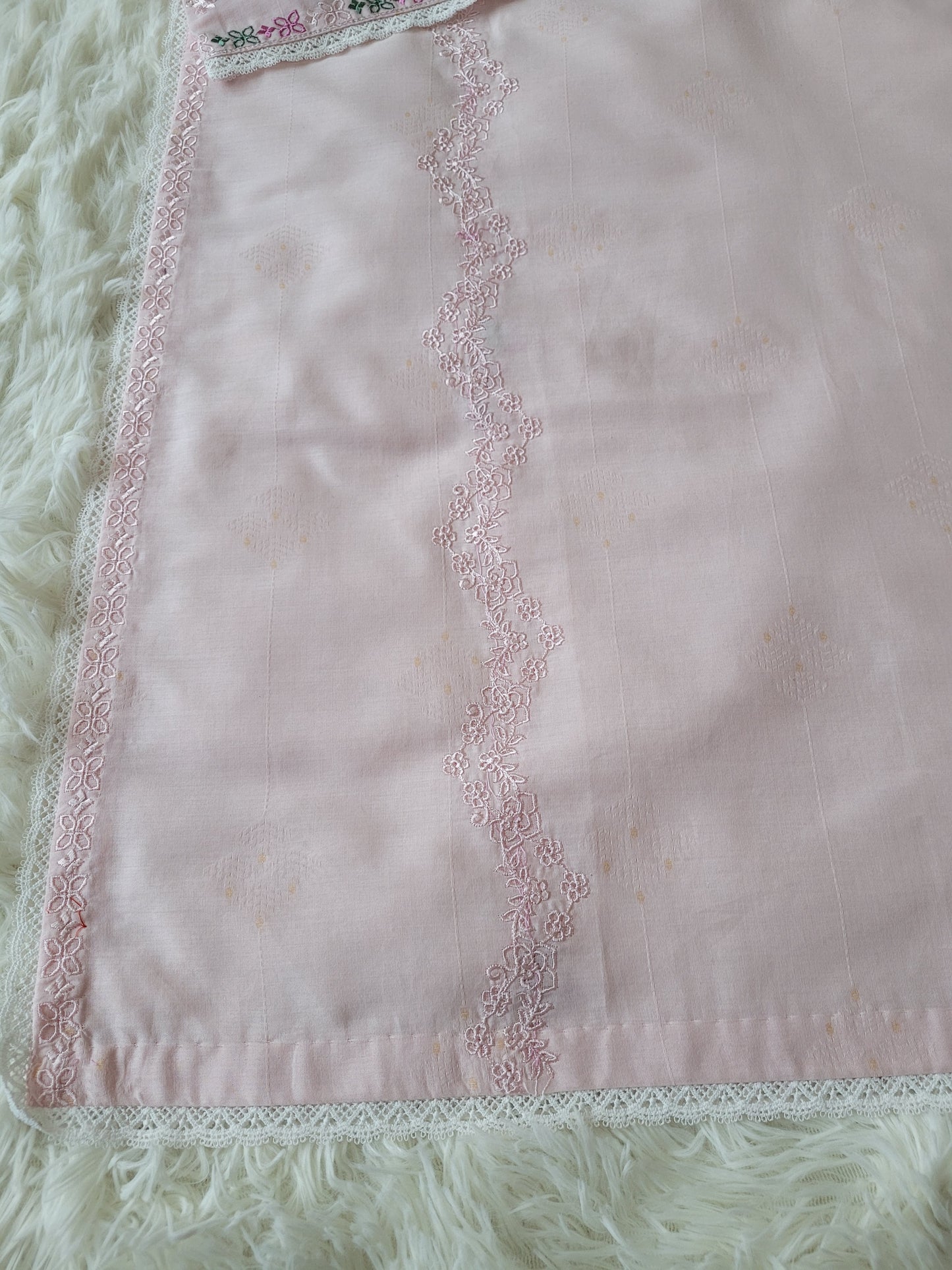 Agha Noor Blossom Pink Embroidered Lawn Shirt with Lace Accents