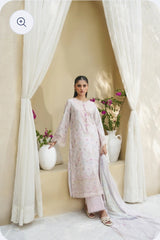 Aabyaan Blush Petals: Embroidered Cutwork Lawn Suit