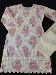 Bareeze Blush Blooms Embroidered Lawn Suit with Chiffon Dupatta