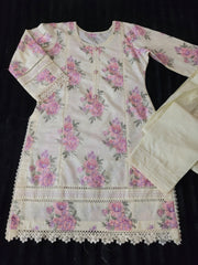 Bareeze Blush Blooms Embroidered Lawn Suit with Chiffon Dupatta