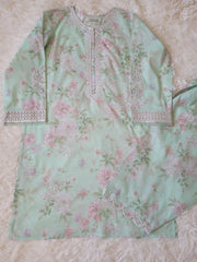 Baroque Mint Floral: Printed Lawn Co-ords
