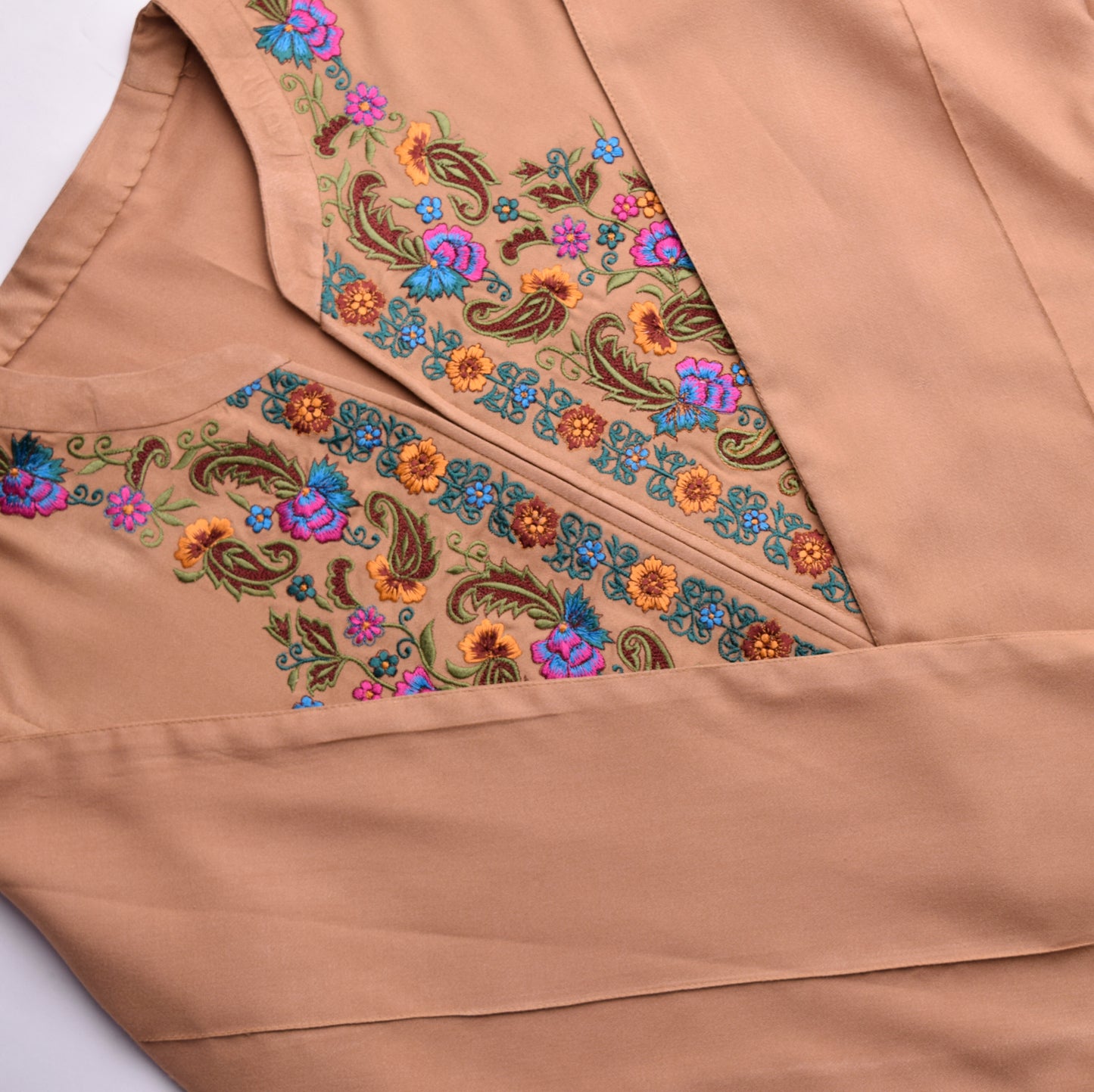 Beige Embroidered Kurta with Multi-Color Kashkari Embroidery