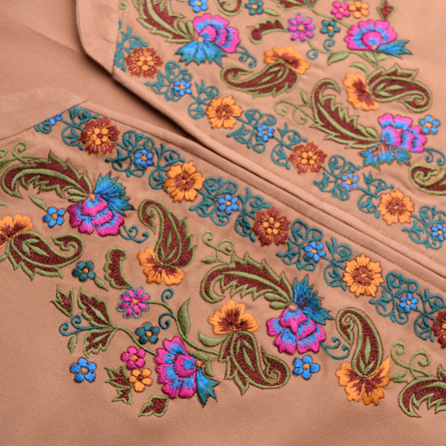 Beige Embroidered Kurta with Multi-Color Kashkari Embroidery