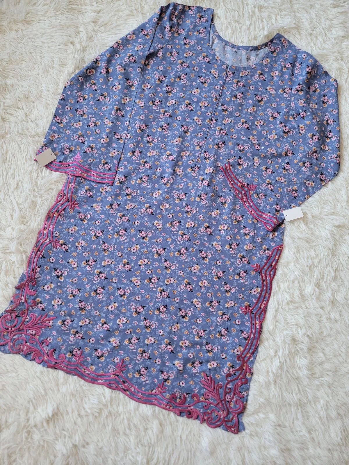 2 Piece Blue All-Over Floral Print