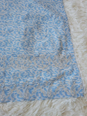 Agha Noor Azure Meadow: Embroidered Printed Lawn Shirt