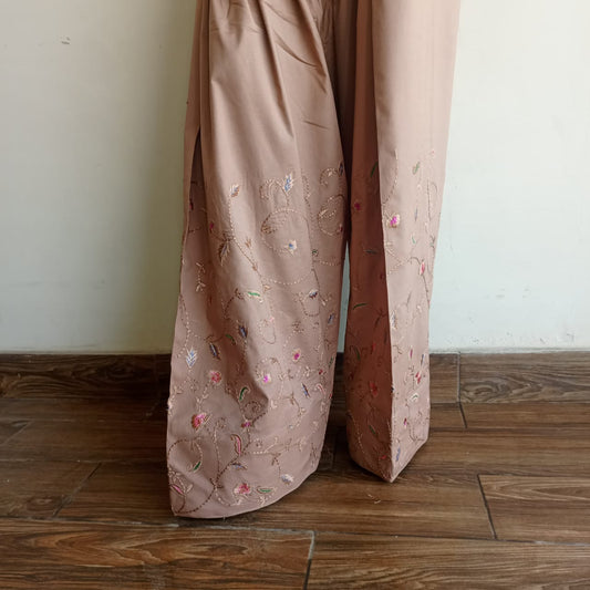 Floral Vine Brown Embroidered Shalwar