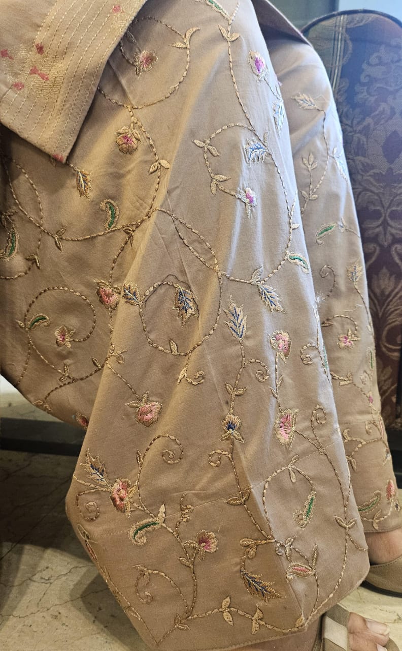 Floral Vine Brown Embroidered Shalwar
