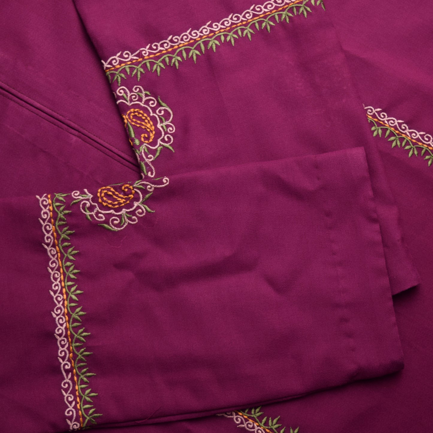 Embroidered Marina Kurta Solid Burgundy with Floral Detailing