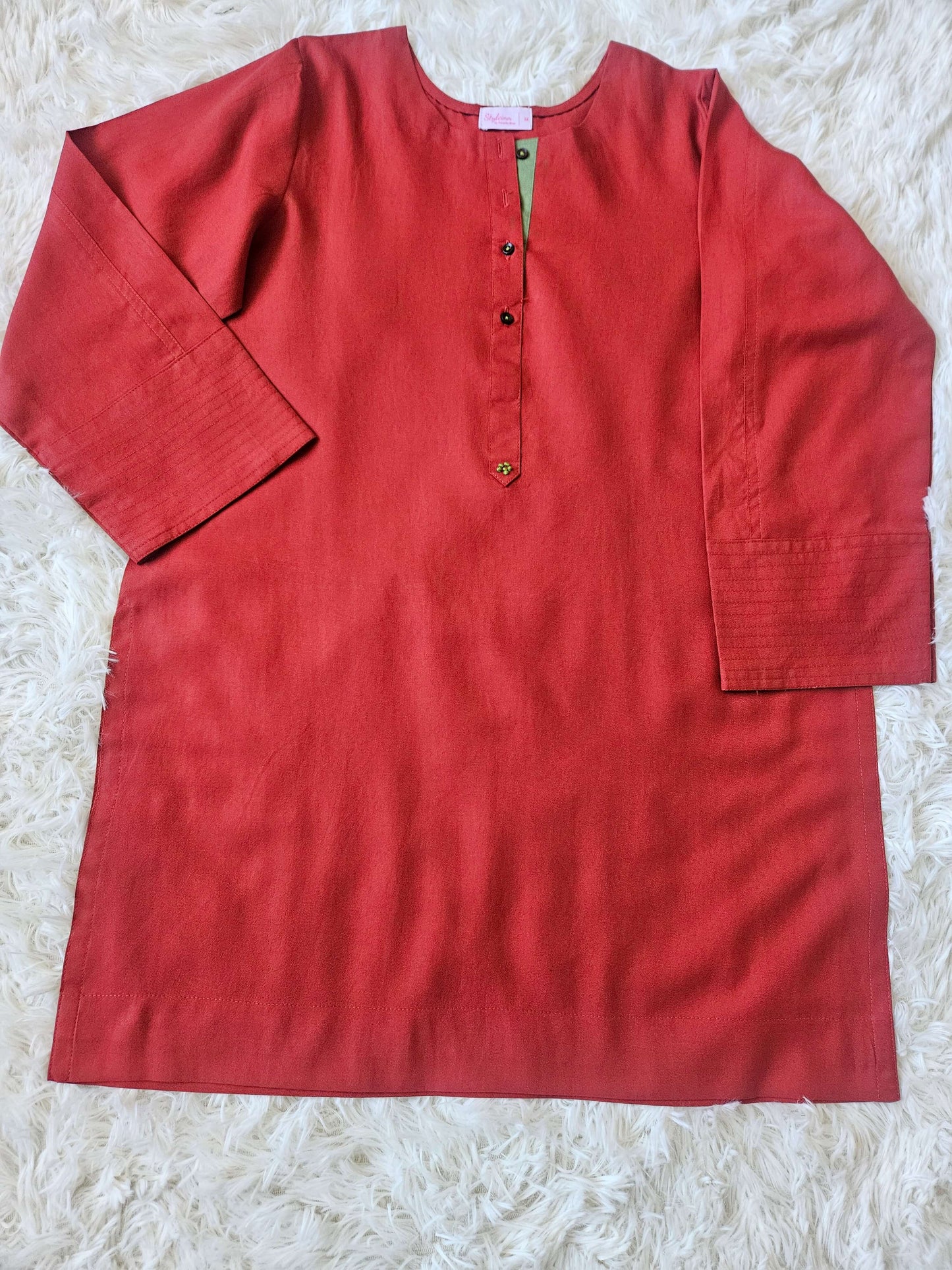 2 Piece Marina Solid Radish Rust Kurta with Printed Floral Shalwar
