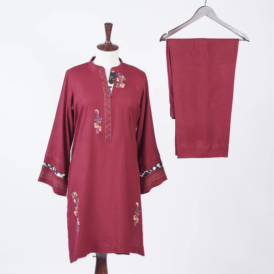 Burgundy Flora: Embroidered Marina Duo