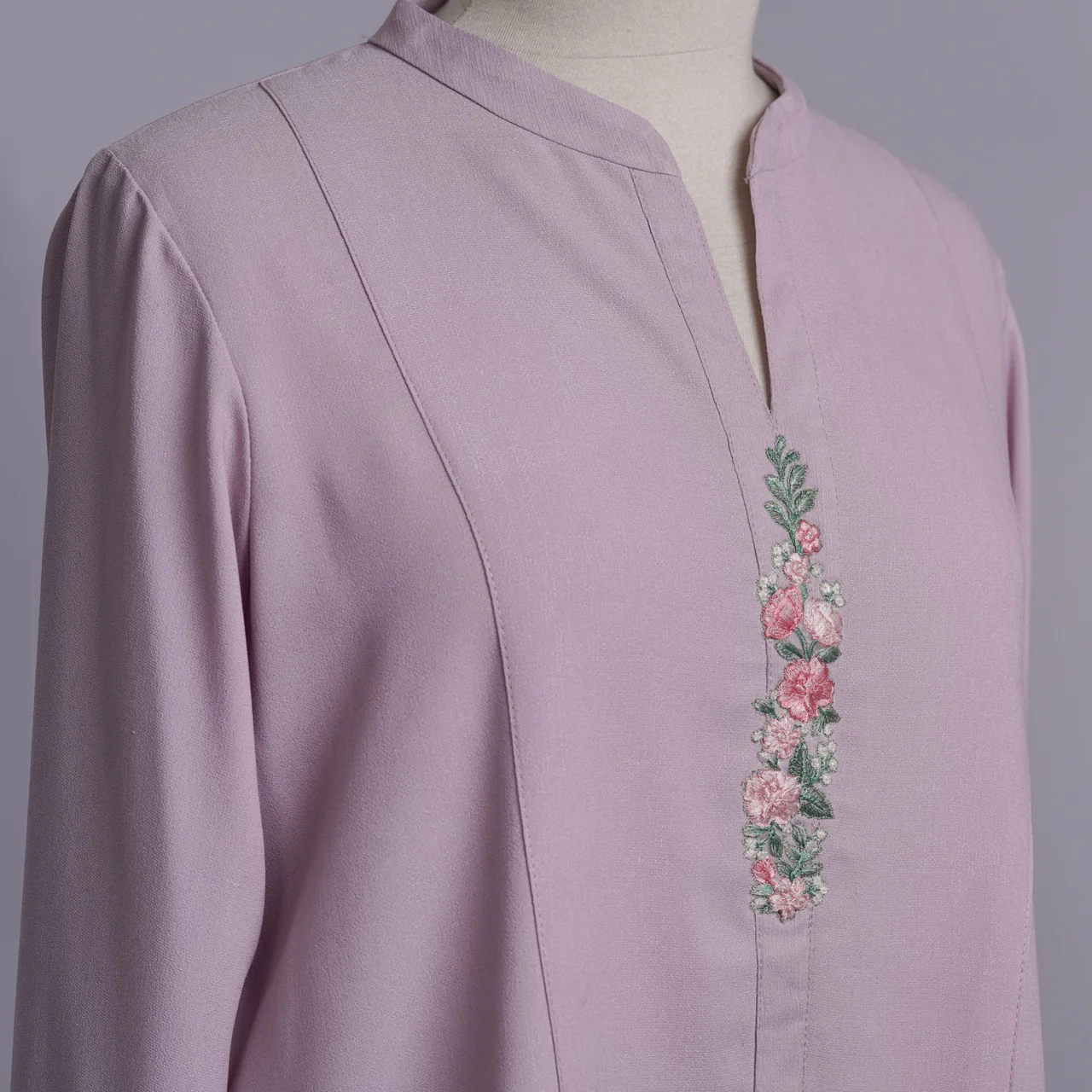 Lilac Grace: Embroidered Georgette Set