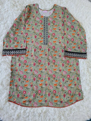 Sage Green Floral Kurta with Solid Trousers