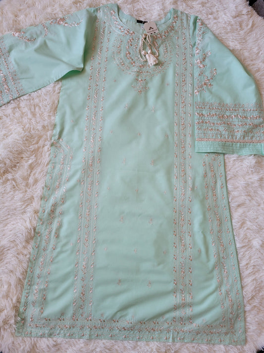 Agha Noor Mint Green Embroidered Lawn Suit