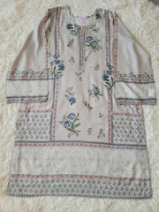 2 Piece Light Grey Kurta with Blue/Red Print