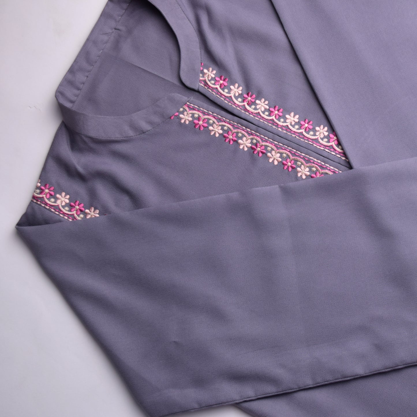 Embroidered Marina Kurta - Solid Charcoal Grey with Pink Detailing