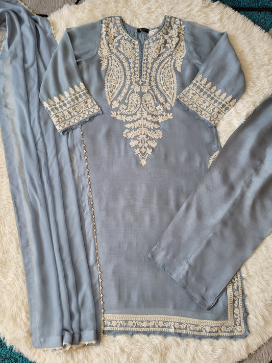 Agha Noor Sterling Bloom Embroidered Cotton Net Formal Suit