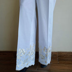 Regal Ivory Bloom Embroidered Shalwar