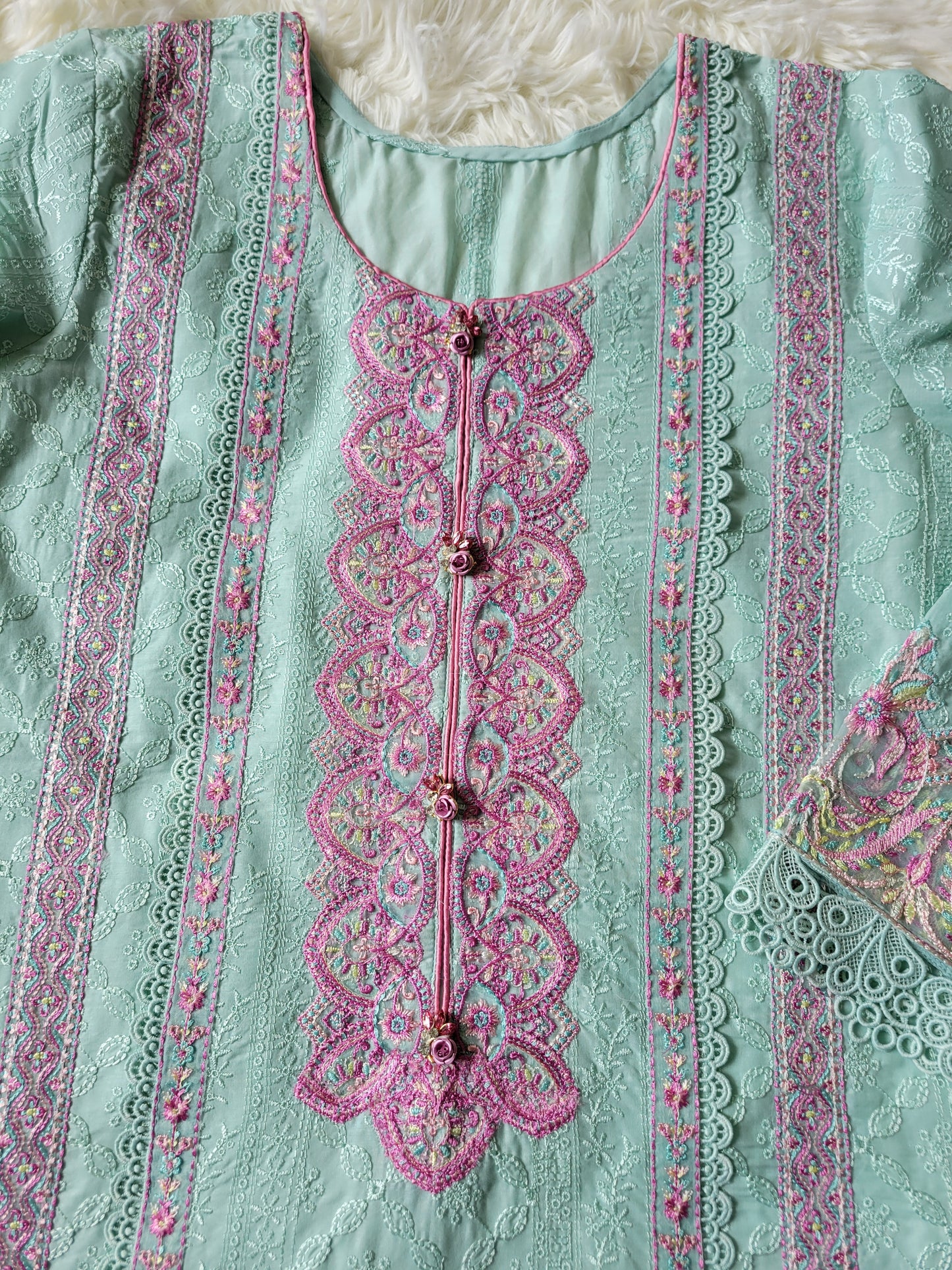 Kanwal Malik Aqua Dream: Embroidered Suit with Artistic Dupatta