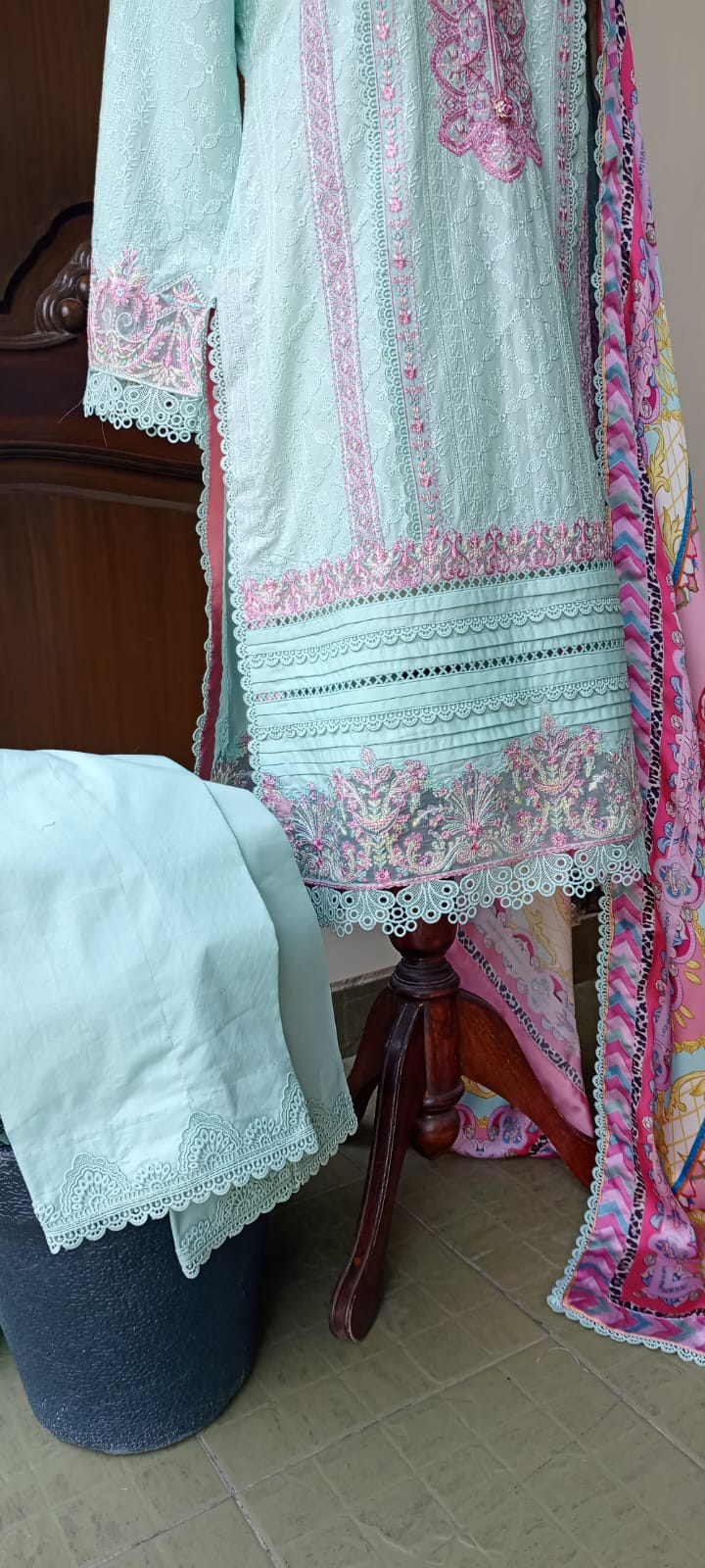 Kanwal Malik Aqua Dream: Embroidered Suit with Artistic Dupatta
