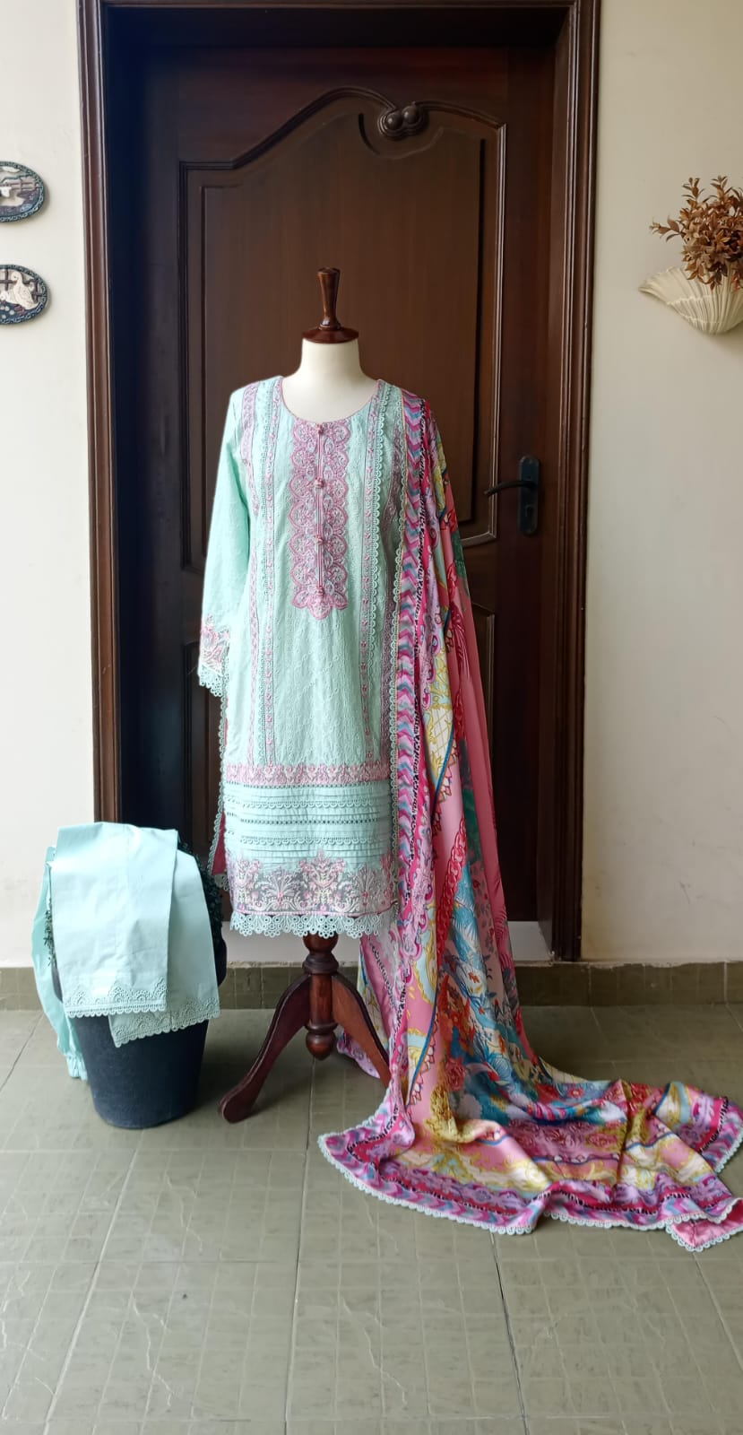 Kanwal Malik Aqua Dream: Embroidered Suit with Artistic Dupatta