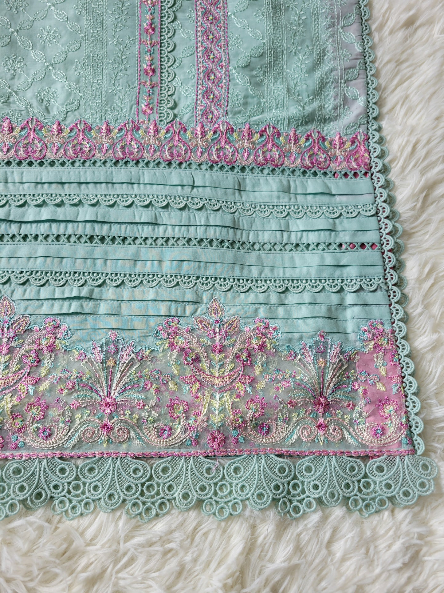 Kanwal Malik Aqua Dream: Embroidered Suit with Artistic Dupatta