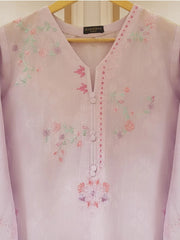 Agha Noor Lavender Jacquard Embroidered Shirt