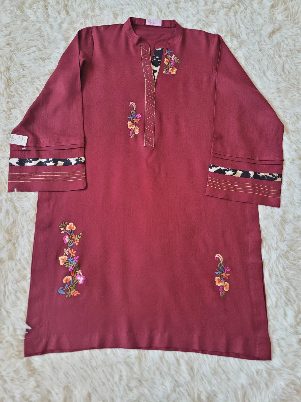 Embroidered Marina Coord - Deep Maroon Kurta with Trousers
